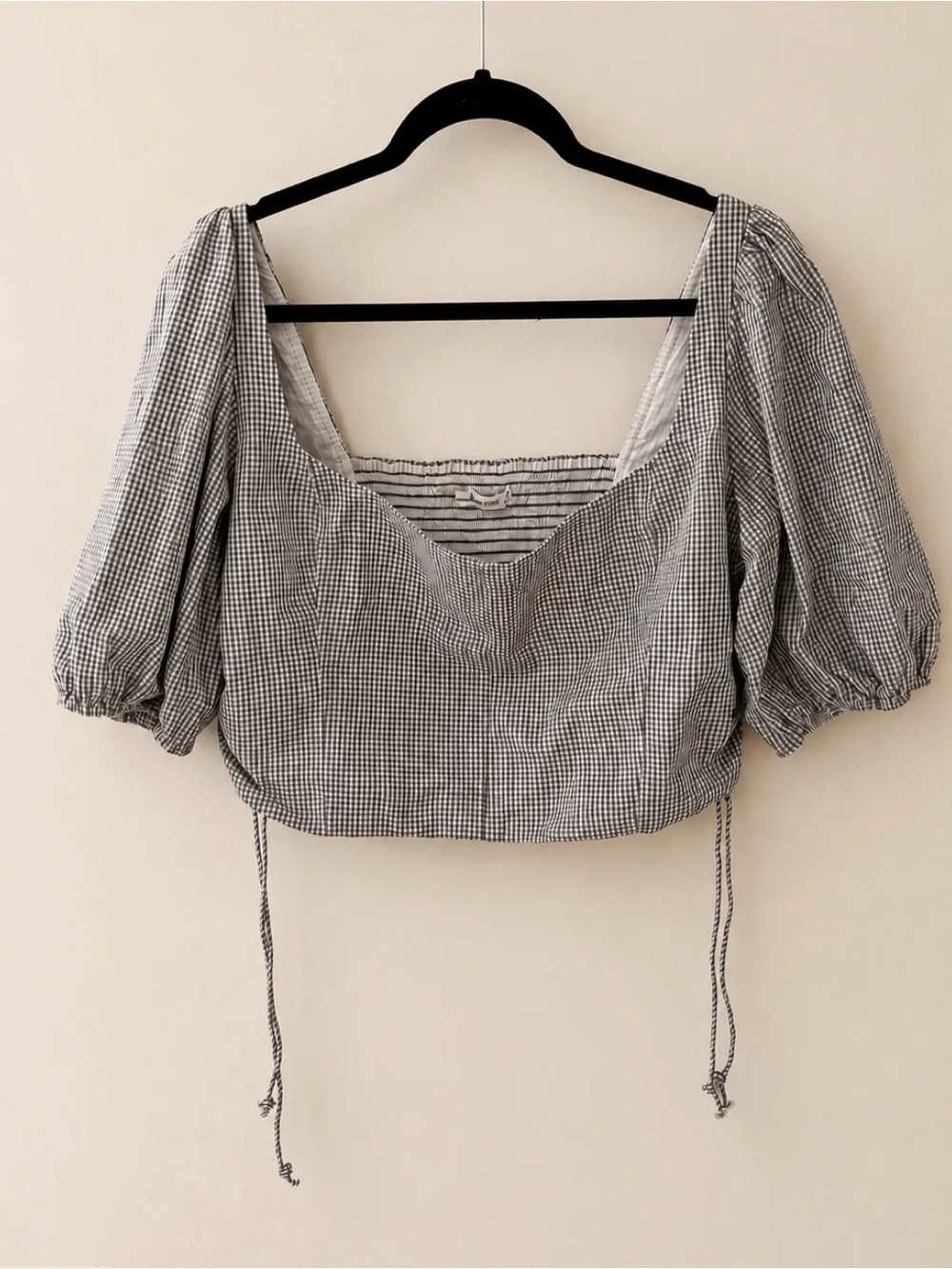 Abercrombie & Fitch Gingham Puff Sleeve Cropped Top XL